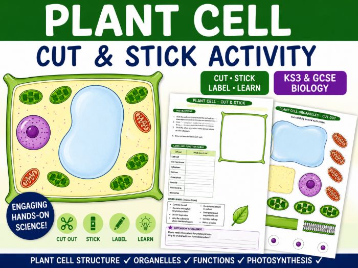 Plant Cell Cut and Stick Activity: KS3 & GCSE Biology Photosynthesis