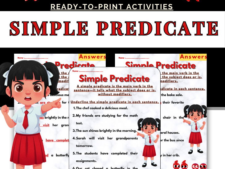 Simple Predicate Worksheets - Identifying Verbs and Sentence Parts