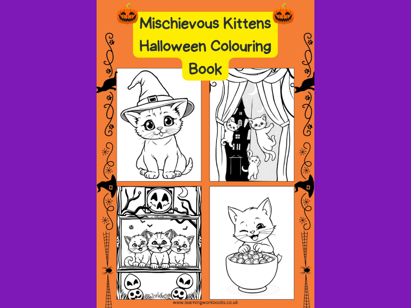 Mischievous Kittens Halloween Colouring Book