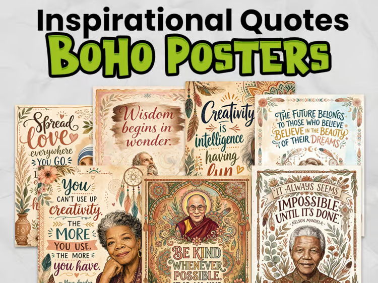 Boho Inspirational Posters | Motivational Classroom Quotes | Primary Classroom Display