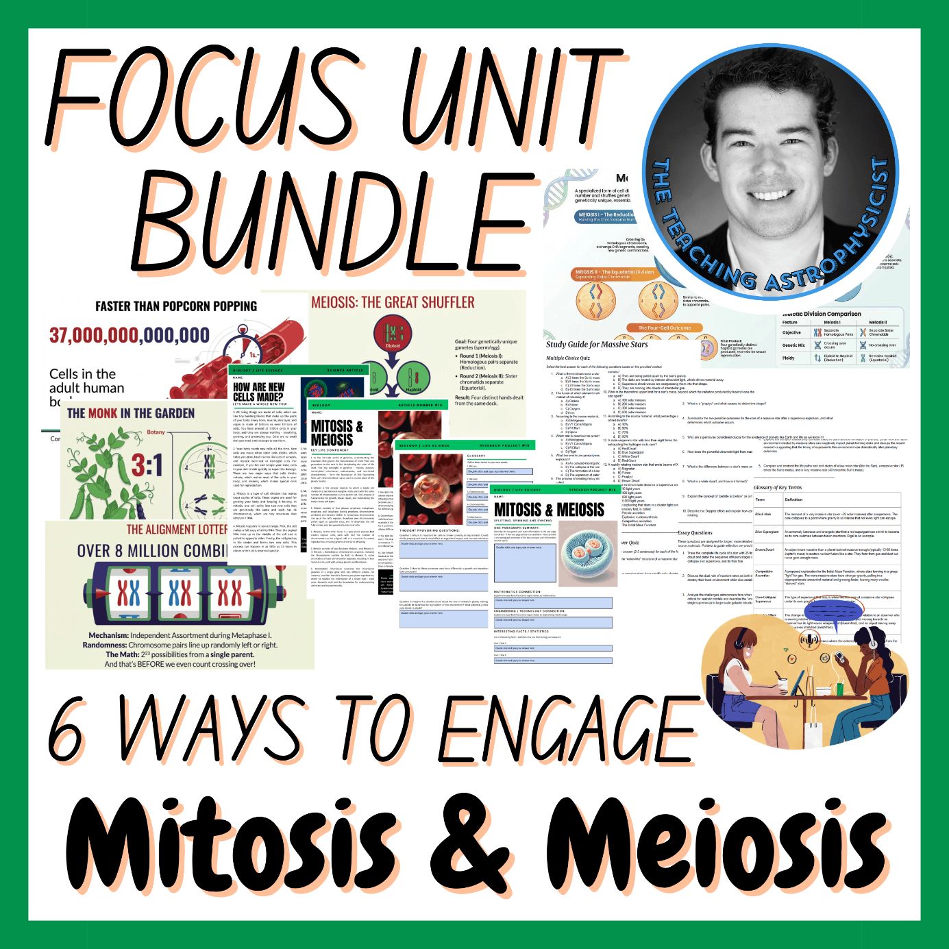 Mitosis and Meiosis | Biology Focus Unit Bundle | 6 Resources inc. Quiz