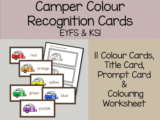 Colour Recognition Cards Retro Camper Display EYFS & KS1