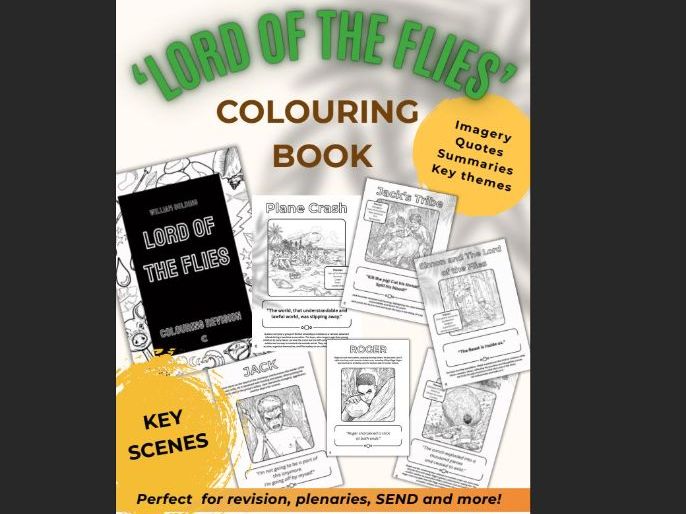 Lord of the Flies Colouring Book – 22 Key Scenes | KS3 & GCSE English Literature Activity