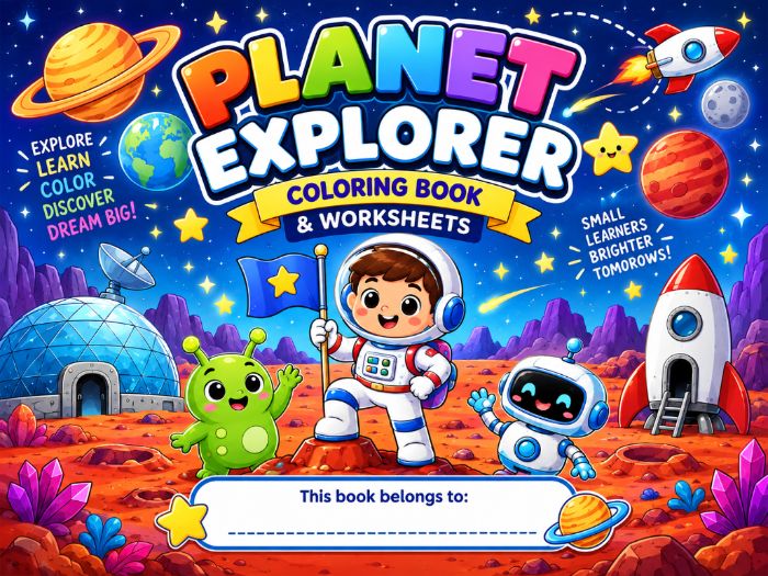 Space Coloring Book & Worksheets | Planet Explorer Astronaut Activities Kindergarten–3rd Grade