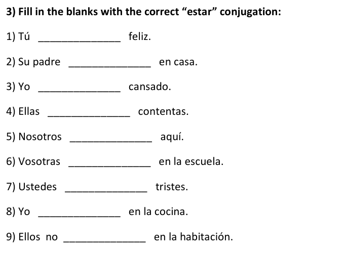 ESTAR Conjugation Worksheets | Present Tense