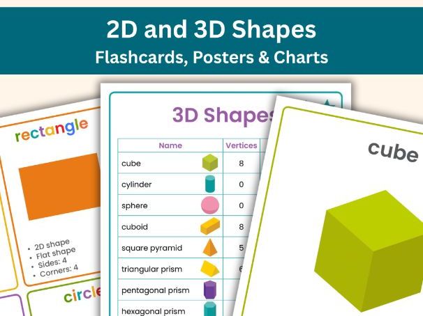2D and 3D Shapes Flashcards, Posters & Charts | 38-Page Printable Geometry Resource