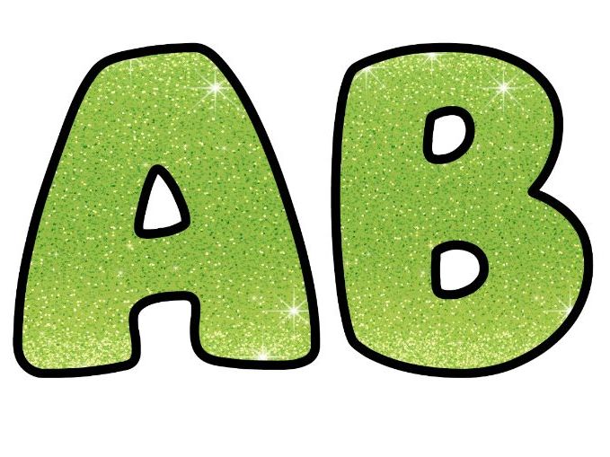 Shiny Glitter Art Light Green Classroom Display | Lettering Set | Upper & Lowercase, 0-9 and Signs