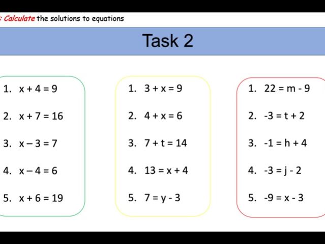 Solving Equations - one step