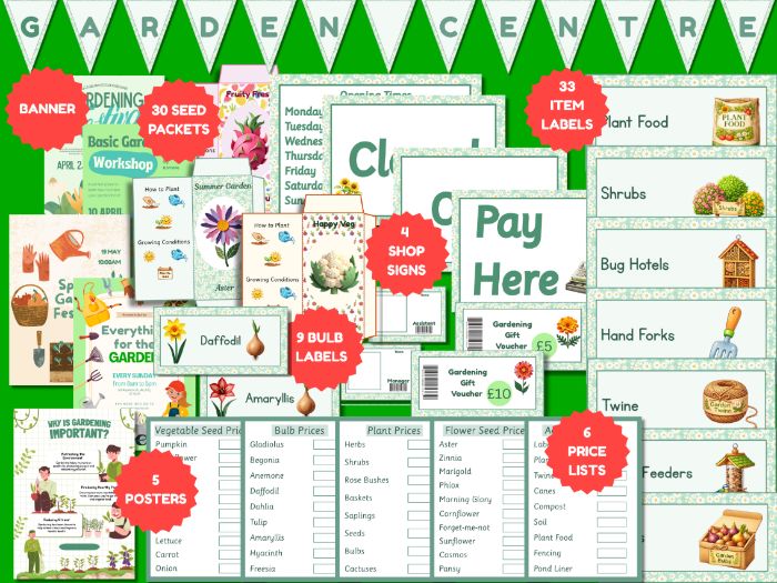 Garden Centre Role Play Pack, EYFS & KS1 Learning Resource