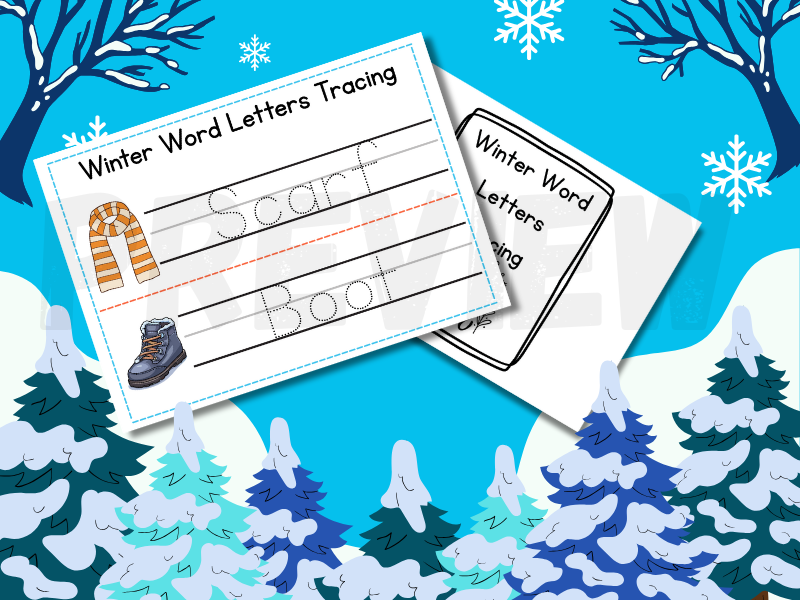 Winter Word Letters Tracing – EYFS & KS1 Handwriting Worksheets