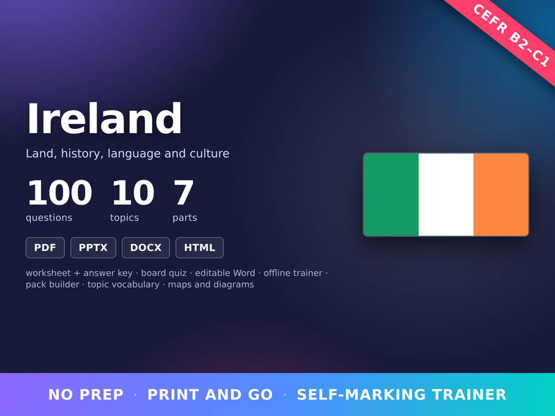 Irish Culture Quiz Ireland ESL EFL B2-C1