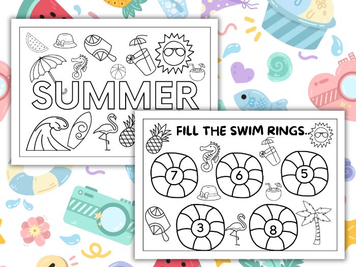 Fill the Swim rings Worksheets