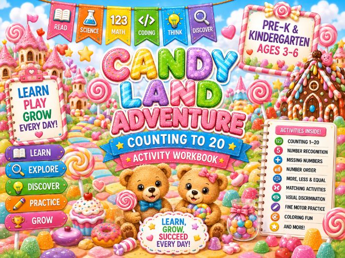 Candy Land Counting to 20 Worksheets | Number Recognition & Number Sense | PreK Kindergarten Math