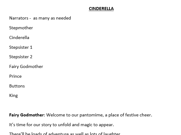 Cinderella staff panto script
