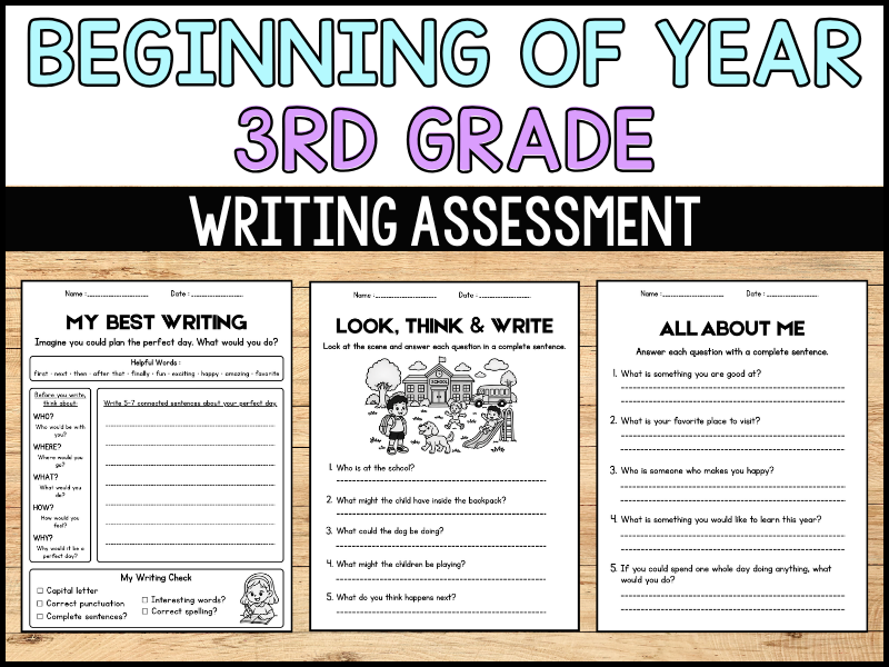3rd Grade beginning of the year Writing assessment | No prep ELA activities