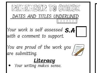 'Remember to Check' Jotter standards checklist