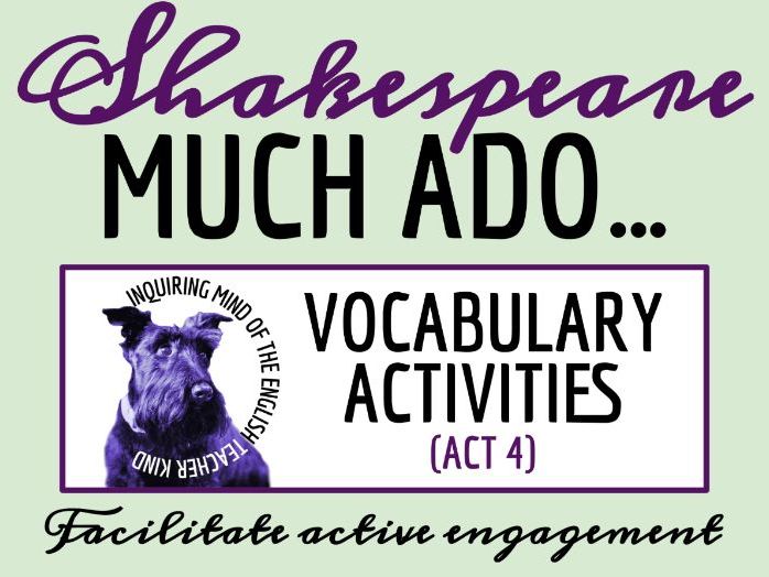 Much Ado About Nothing Act 4 Vocabulary Games | Crossword Puzzle | Word Search