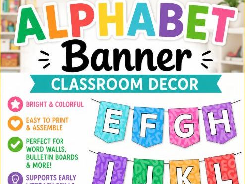 Alphabet Banner for the Classroom. ABC Banner. Word Wall Banner.