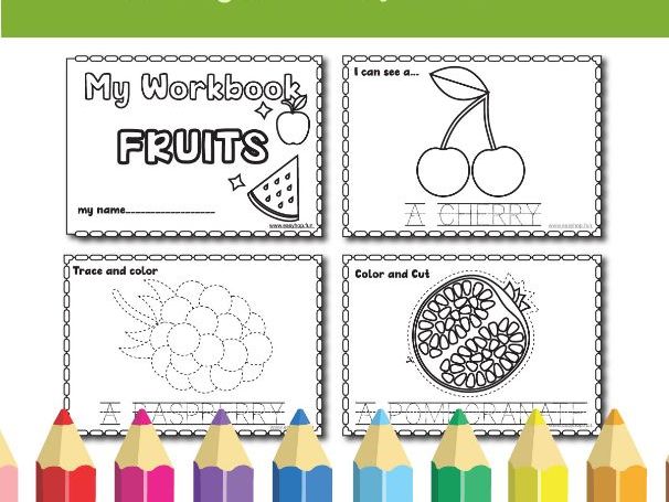 Fruits Activity Workbook | Tracing, Counting, Coloring & Creative Fun for Kids | 10-Pages