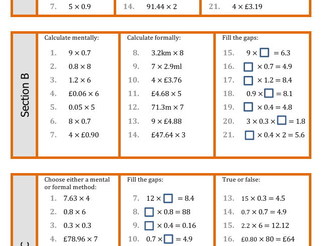 Multiplying decimals by integers