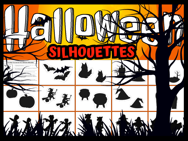 Halloween Silhouettes | Printable Halloween Craft Templates for Classroom Art