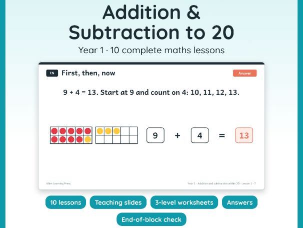Year 1 Addition and Subtraction within 20 | Maths Lessons, Slides & Worksheets