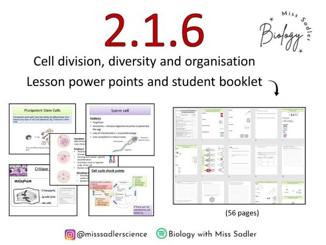 OCR biology A level 2.1.6 Cell division, diversity and cellular organisation lessons