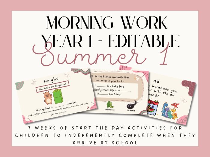 Year One Start the Day | 5 Minute work | Morning Work - Summer 2