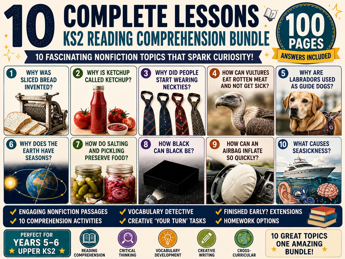 KS2 Reading Comprehension Bundle | 10 Complete Nonfiction Lessons | Years 5–6