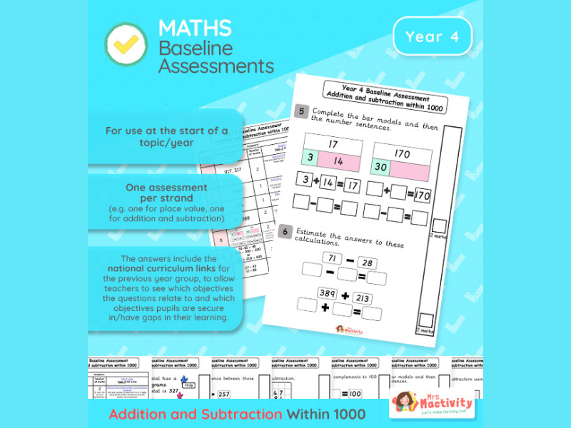 Year 4 | Addition and Subtraction Within 100 Baseline Assessment