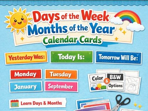 Days of the Week & Months of the Year Calendar Cards