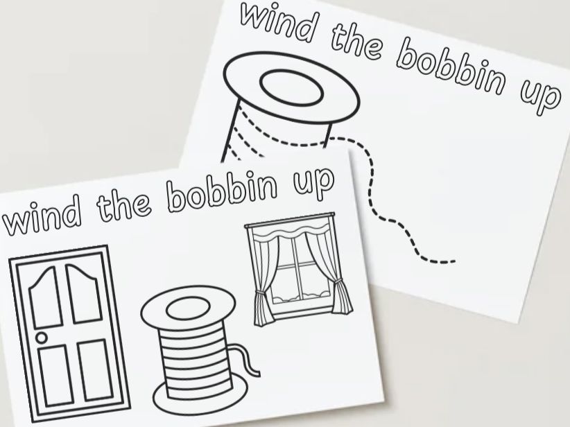 Wind the bobbin up colouring and pencil control activity