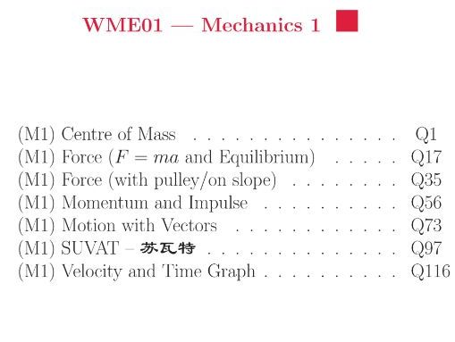Pearson IAL Mathematics - Mechanics 1 - Question By Topic