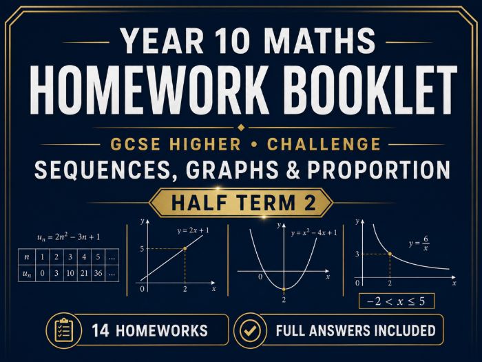 Year 10 Maths Homework Booklet – GCSE Higher Challenge – Sequences, Graphs & Proportion