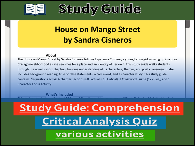 Study Guide for :House on Mango Street  & Comprehension Test
