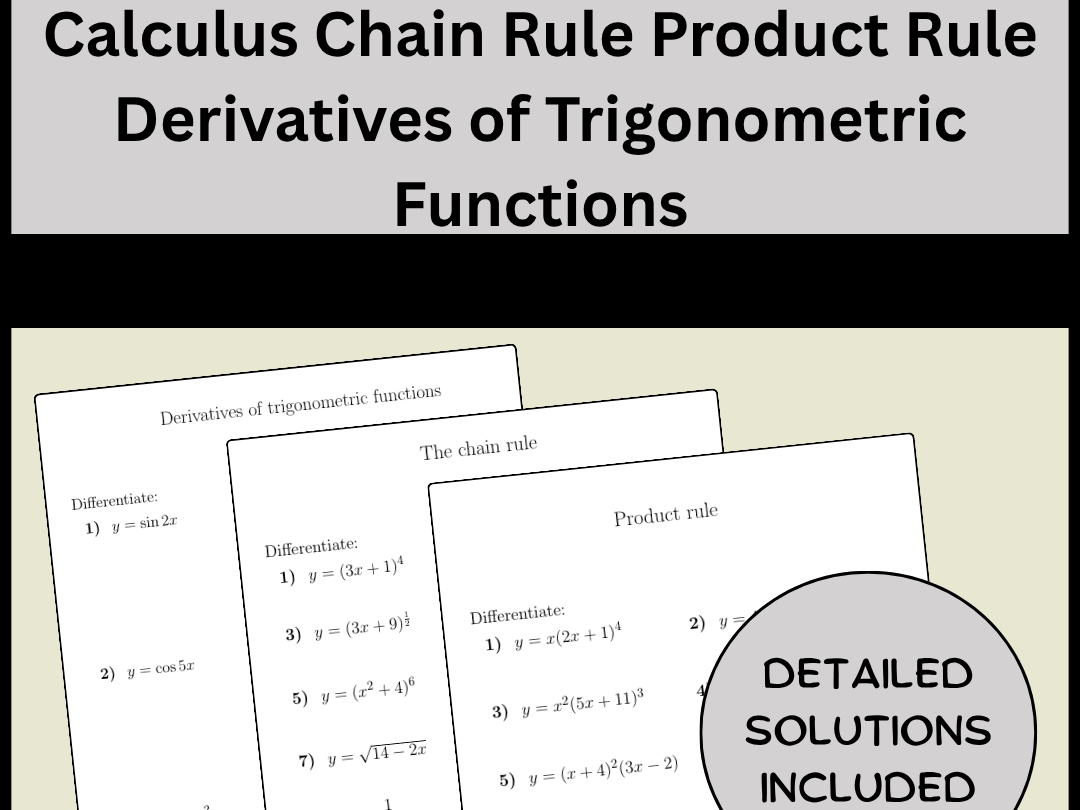Calculus Chain Rule Product Rule Derivatives of Trigonometric Functions