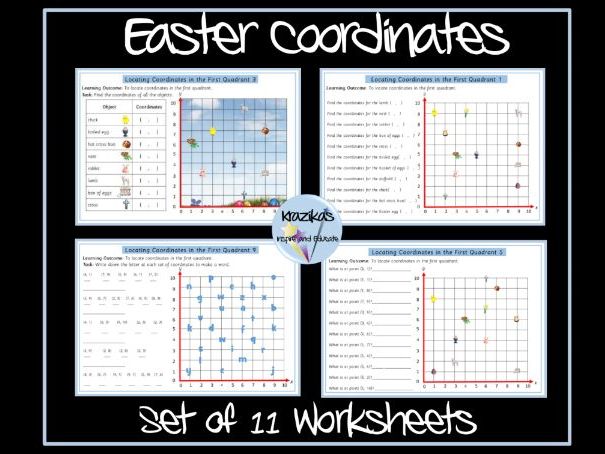 Easter Maths - Coordinates in First Quadrant Worksheets