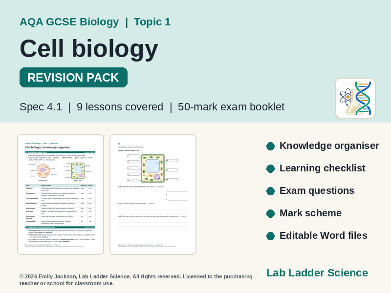 B1 Cell Biology Revision Pack: AQA GCSE Biology