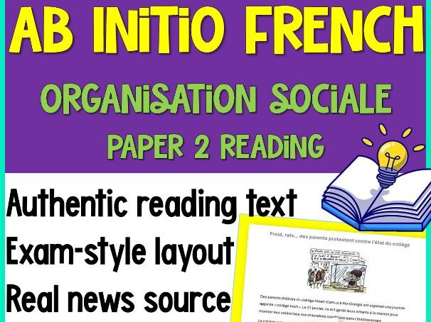 *FREEBIE* IB French Ab Initio Reading Skills – School | Social Organisation