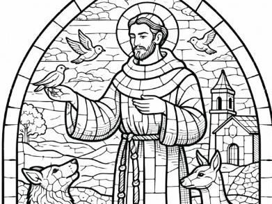 Stained Glass Saints- St Francis of Assisi Colouring Page