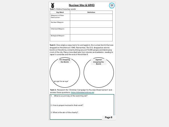 Religion, Peace and Conflict Homework Booklet Theme D AQA