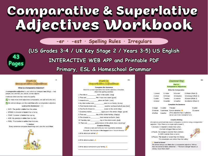 Comparative Superlative Adjectives: Gr3-4/KS2