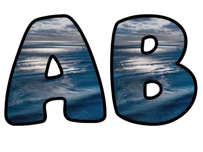 Ocean Waves Sea Skies Classroom Display Lettering Set | Upper & Lowercase Letters, 0-9 and Signs