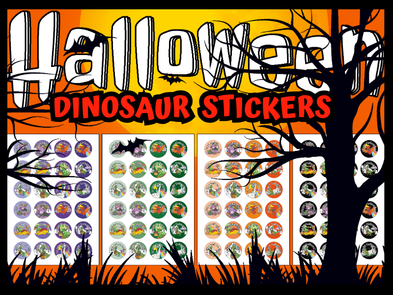 Halloween Dinosaur Stickers | Fun Printable Halloween Reward Stickers