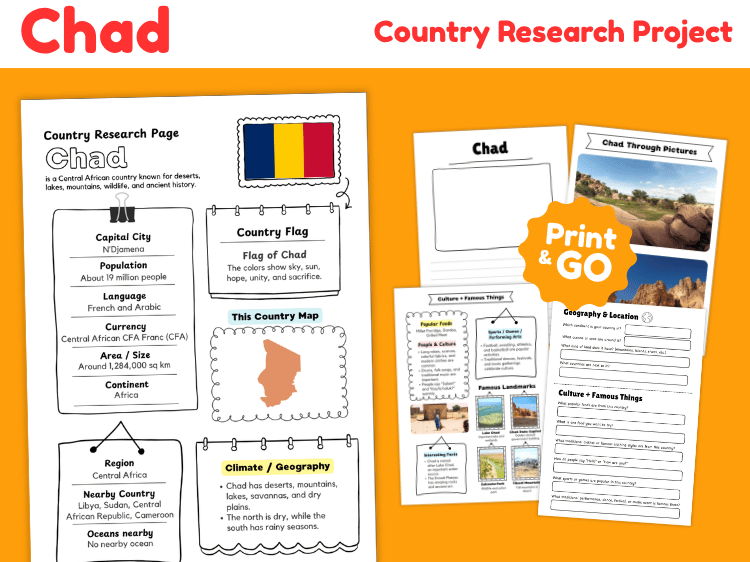 Chad Country Research Project | Geography & Culture Worksheets