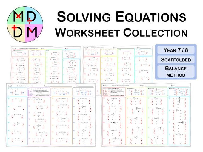 Solving Equations - Scaffolded Worksheet Collection