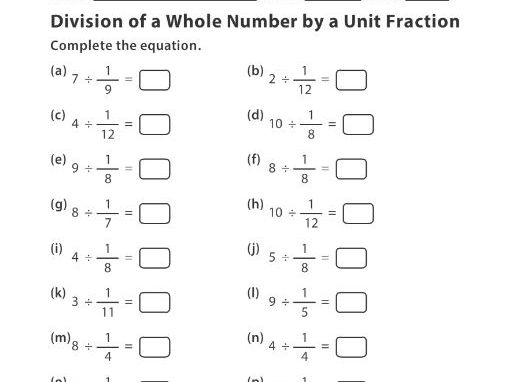 division of a whole number by a unit fraction teaching resources