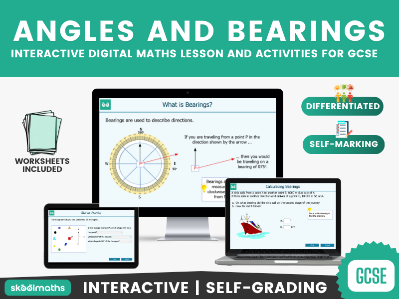 Bearings Interactive Digital Maths Lesson and Activities for GCSE