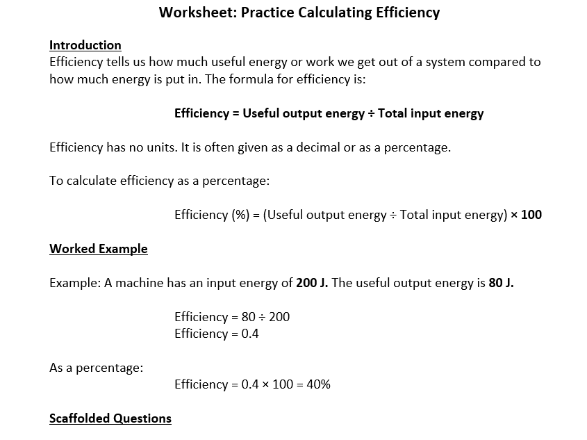 Efficiency Calculations
