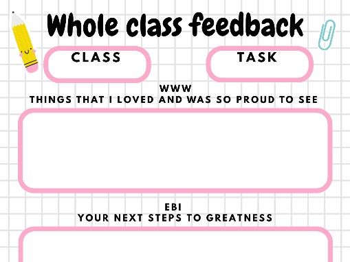Whole class feedback sheet